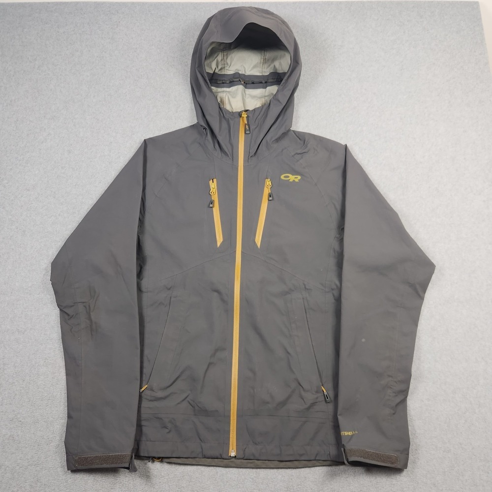 Outdoor Research Microgravity Ascentshell Jacket Small Gray Hooded Waterproof